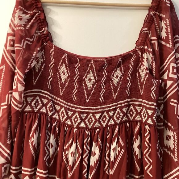 Sachin & Babi Lola Dress Crimson Red Aztec Border Print Cocktail Evening Party - Picture 7 of 14